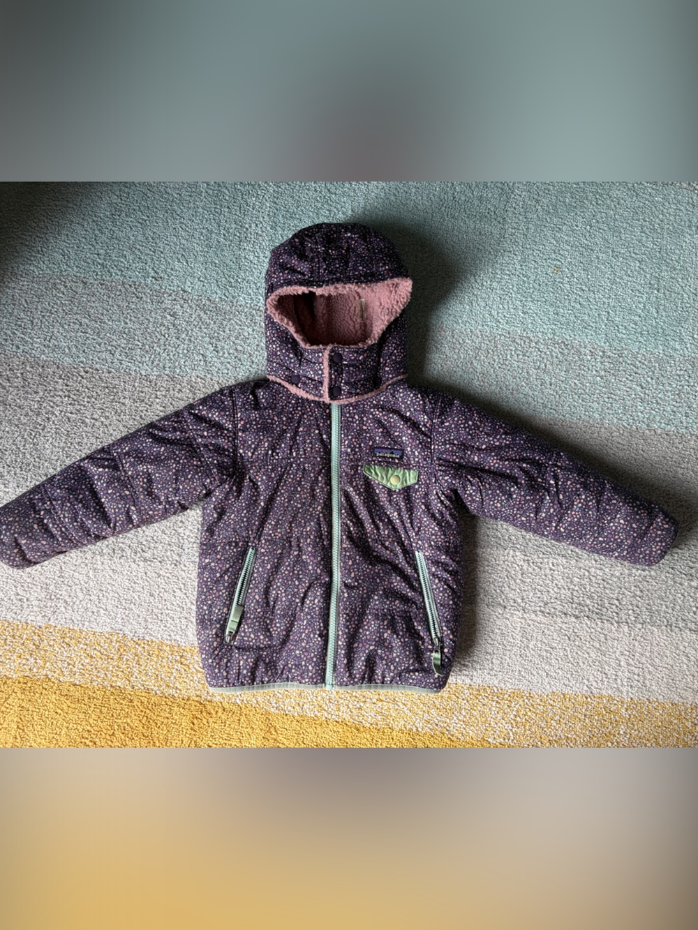 Patagonia Pink Sherpa Jacket with Mint Trim reversible